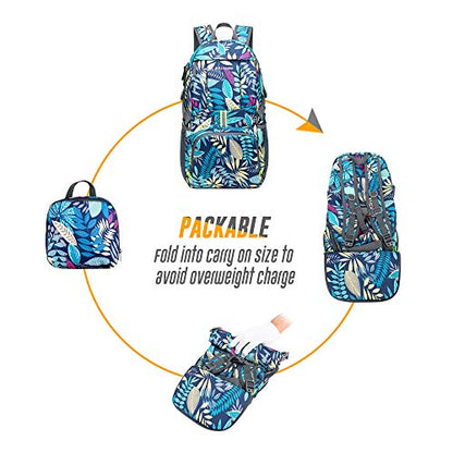 35L Lightweight Packable Backpack Waterproof Durable Hiking Travel Backpack Daypack - color: Blue-leaf