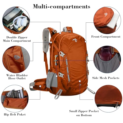 Long Keeper 40L Hiking Backpack Camping Daypack with Waterproof Rain Cover Lightweight Outdoor Sport Travel Backpack Rucksack (Purple) - color: Purple