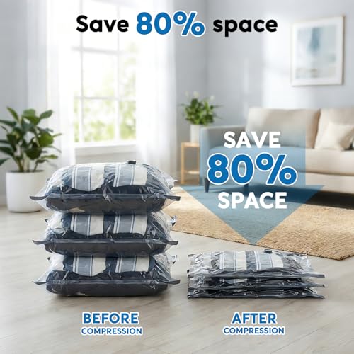 Mapambo Vacuum Seal Bags for Clothing Travel with -60000Pa LED Pump, 9 Pack Travel Cordless Vacuums Bag Set with Pump in 3 Combo Sizes. Vacuums Storage Bags for Clothes (9 Combo) - size: 9 Combo