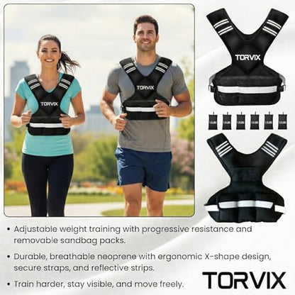 Adjustable Weighted Vest for Women and Men 6-15 lbs - Weight Vest for Walking, Weights for Workout Exercise Fitness Gym - Running Walking Training Vest with Reflective Strips & Pocket