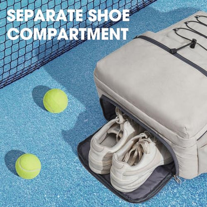 G4Free Tennis Bag, Tennis Backpack for Women Men, Large Pickleball Bag, Holds 4 Rackets with Shoe Compartment - color: Ivory