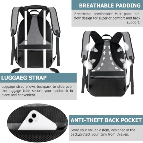 BIKROD Lunch Backpack, Insulated Cooler Lunch Bag Backpack, Large Travel 17.3 Laptop Back Pack Sturdy Computer College School Bookbag for Women Men for Men Women Work Hiking Picnic - color: Grey