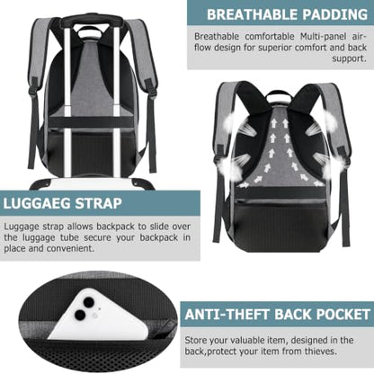 BIKROD Lunch Backpack, Insulated Cooler Lunch Bag Backpack, Large Travel 17.3 Laptop Back Pack Sturdy Computer College School Bookbag for Women Men for Men Women Work Hiking Picnic - color: Grey