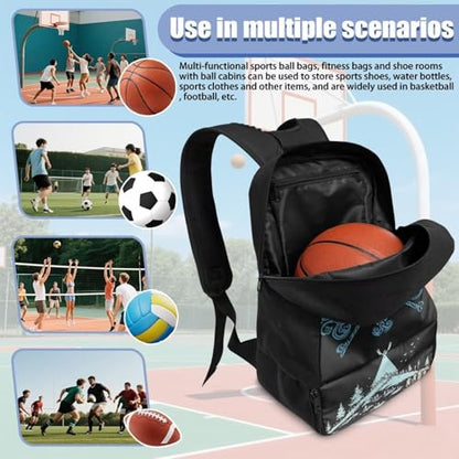 Basketball Backpack With Separate Ball Compartment And Shoes Fit Basketball Volleyball Football - color: Viking style