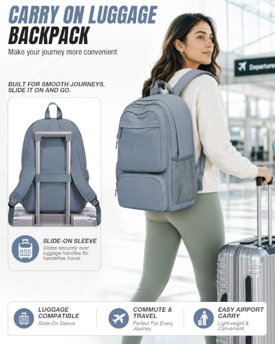 BJLFS Grey Backpack for School Women Girls, Waterproof Bookbag Cute High School Backpack for Men Teen Boys, Lightweight Travel College Backpack Mochilas Escolares para Casual Daypack Rucksack - color: A1-blue