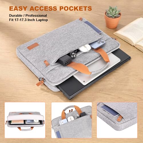 ESTARER Laptop Bag 17-17.3 Inch, Computer Bags for Men Water-resistant Canvas Laptop Case Slim Laptop Sleeve Fits Hp/Dell/Asus/Lenovo/Acer, Light Grey - color: Light Grey, size: 17-17.3 Inch