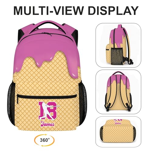 Personalized Baseball Drip Backpack, Blue Ice Cream Print Travel Bag, Multi Pocket Everyday Backpack (#2) - color: #2