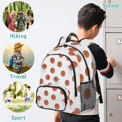Basketball Laptop Backpack for Women Men, White Work Travel Computer Backpacks, 18.3 Inch Large Computer Nurse Teacher Bags Casual Daypack - color: Multicolor 15