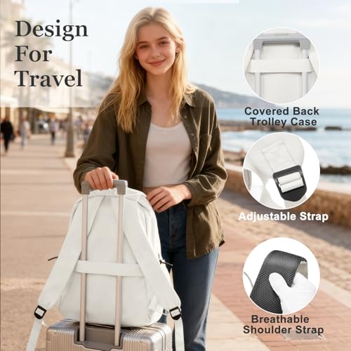 weradar Aesthetic College Backpack For Women Men,Fashion Student Bookbag,Classic High School Backpack For Teens - color: A3-beige