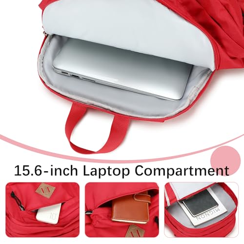 abshoo 32L Backpack for School College Bookbag Middle High School Backpacks Casual Daypack Travel Backpack (Red) - color: Red