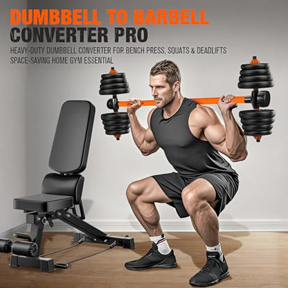 Dumbbell Converter, Convert Dumbbells to Barbell Set, Weight Bar for Bench Presses, Squats, Hip Thrust, Deadlifts, Home Weightlifting and Strength Training, Versatile Home Gym Equipment - color: 1-Orange