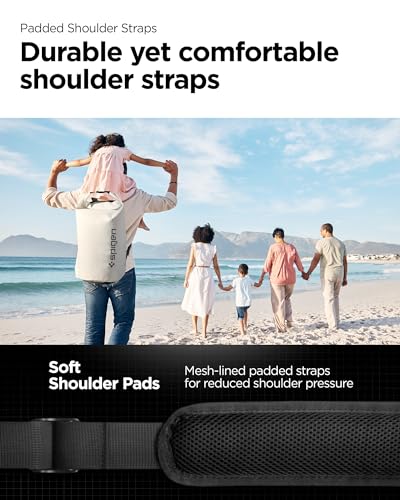 Spigen for Waterproof Backpack IPX6, 35L Roll Top Travel Rucksack Fits up to 16 Inch Laptop, Multi-Compartment Bag Ventilated Back, Chest Strap Hiking, Camping, Swimming, Canoeing, Fishing - color: Snow White (A631 30L)