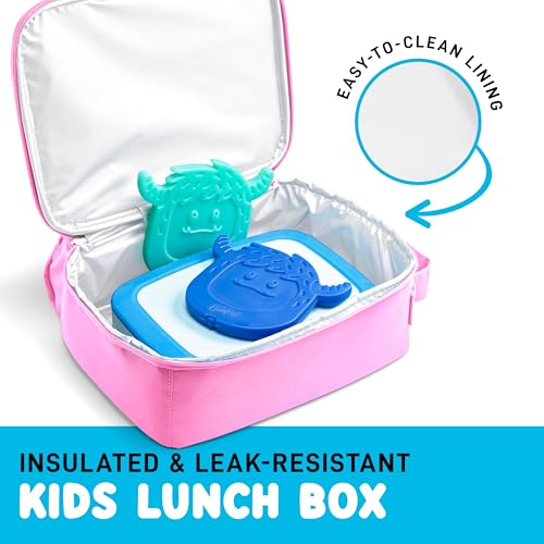 Fit & Fresh Lunch Box For Kids, Boys & Girls, School, Camp, Insulated Bag With Shoe Charm Slots For Personalization, Holographic Pink - color: Holographic Pink