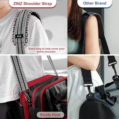 ZINMARK Shoulder Strap 59 inch, Extra-Thick Fixed Cushion Pad and Dual Clasps Universal Replacement Strap for Bags, Camera, Crossbody，Lawn mower -Black White Jacquard - color: Black White Jacquard
