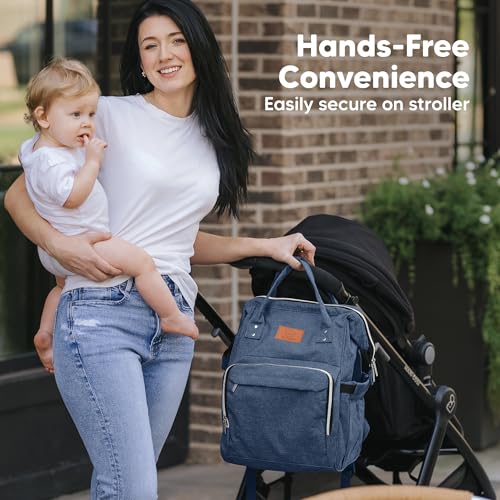 KeaBabies Baby Diaper Bag Backpack - Large Baby Bag for Boys, Girls, Waterproof Multi Function Travel Diaper Backpack with Changing Pad, Durable Travel Essentials for Moms and Dads (Navy Blue) - color: Navy Blue