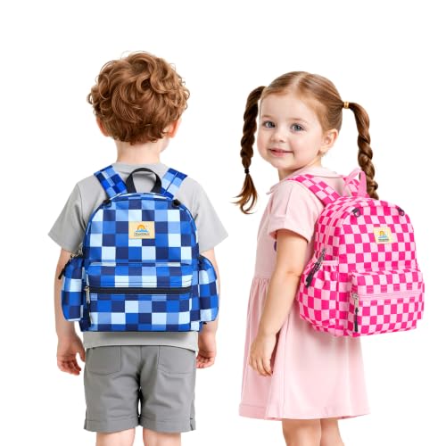 STEAMEDBUN Toddler Backpack Boys Girls 2-4, Preschool Daycare Backpack -12inch - color: Hot Pink Checkerboard, size: Mini-12"H(not fit folder)