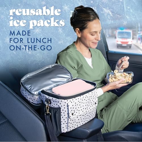 Cool Coolers by Fit & Fresh 4 Pack XL Slim Ice Packs, Quick Freeze Space Saving Reusable Ice Packs for Lunch Boxes or Coolers - color: Light Pink (4 Pack)