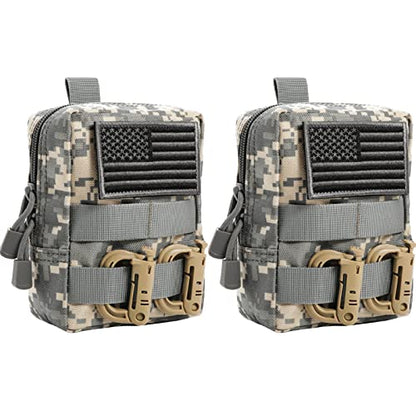 FRTKK 2 Pack Molle Pouches - Tactical Compact Water-Resistant EDC Pouch Bag Small Utility Pouch - color: 2 Pack-ACU