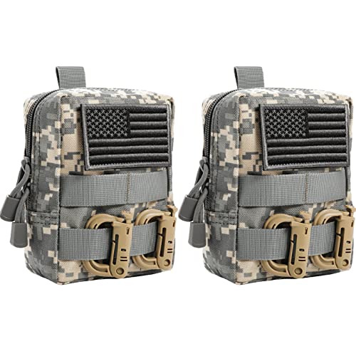 FRTKK 2 Pack Molle Pouches - Tactical Compact Water-Resistant EDC Pouch Bag Small Utility Pouch - color: 2 Pack-ACU