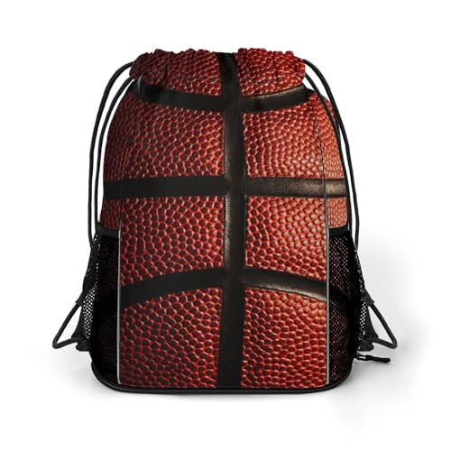 Basketball Drawstring Backpack Gym Bag With Shoe Compartment String Bag Sport Beach Swimming Sackpack For Women Men - color: Basketball