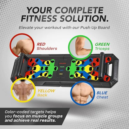 Push Up Board - Portable Multifunction All-in-One Fitness Accessories, Includes Resistance Bands & Pull Up Band, Durable Workout Board for Home Gym, Great Chest Workout Equipment
