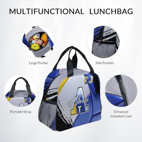 Mercuryelf Volleyball Backpack Set for Girls - Custom Kids School Bookbag with Lunch Box for Athlete Team - color: Blue
