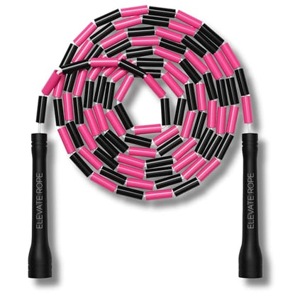 Pro-Grade Beaded Jump Rope for Beginners - color: Black/Pink