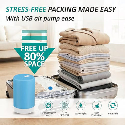 Travel Vacuum Storage Bags with Rechargeable Cordless USB Pump, 30 Combo