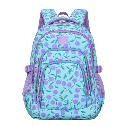 MYGOO Girls School Backpack Archibald Berry Purple Bookbag for Elementary Middle School Ages 5-12, 17 inch Large Capacity 24L Kids Student Travel Bags - color: Archibald Berry Purple