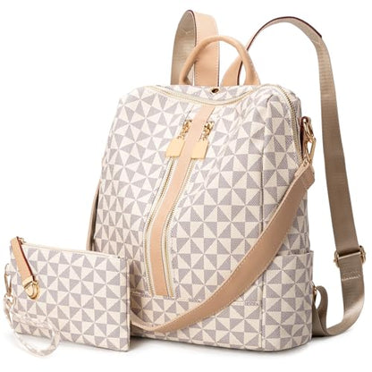 Womens Backpack Purse Leather Anti-theft Large Fashion Designer Travel Backpack Bag Men's Backpack Shoulder Bags - color: C-white