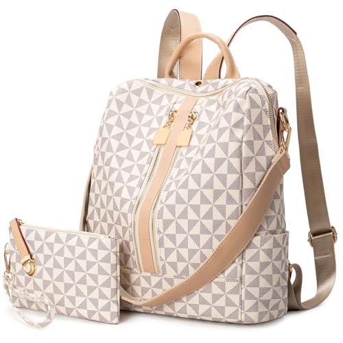 Womens Backpack Purse Leather Anti-theft Large Fashion Designer Travel Backpack Bag Men's Backpack Shoulder Bags - color: C-white