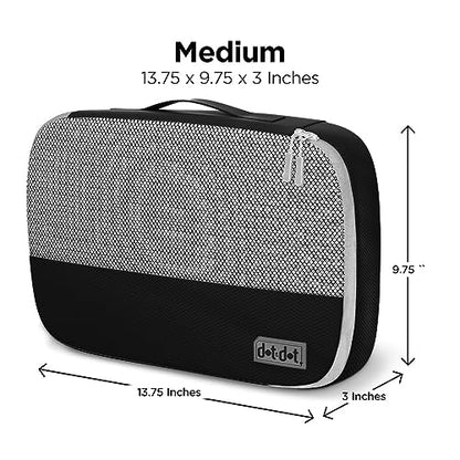 Dot&Dot Medium Packing Cubes - 4 Pcs Suitcase Organizer Set - Carry On Travel Cubes - color: 4pc Black - Medium