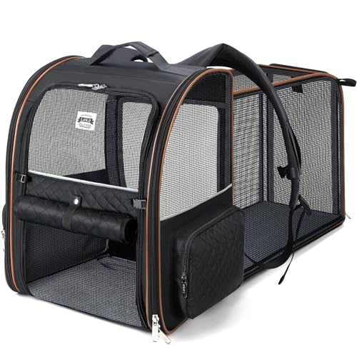 Large Cat Backpack Carrier Expandable Pet Carrier Backpack for Small Dogs Medium Cats Fit Up to 18 Lbs, Dog Backpack Carrier, Foldable Puppy Backpack Carrier for Travel,Black - color: Black