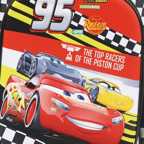 Bioworld Pixar Cars Lightning McQueen 95 16" Rolling Travel Backpack - color: Black, Red & White