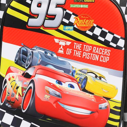Bioworld Pixar Cars Lightning McQueen 95 16" Rolling Travel Backpack - color: Black, Red & White