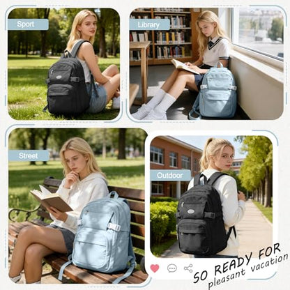weradar Lightweight School Backpack For Women Men,Waterproof High School Bag,Casual Daypacks Backpack With Lots Of Pockets,Aesthetic College Backpack For Boys Girls(Blue) - color: A4-blue