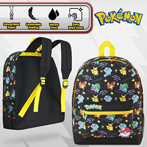 Pokemon Backpack for Kids Teens Boys Girls, Pikachu Anime Backpacks, Bag for Daycare Sports Vacation Travel, School Gift (Black AOP) - color: Black Aop