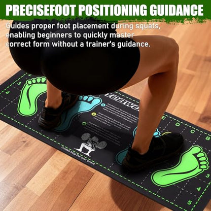 31.5'' X 13.8'' Non-Slip Squat Mat with Foot Position, Pro-Grade Exercise Mat Great for Squats, Leg and Lunges, Improving Muscle Activation, Versatility and Safety, Ideal for Home Fitness Enthusiasts - color: Black