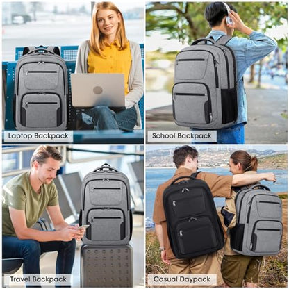 Travel Laptop Backpack, 17 Inch Extra Large Laptop Backpack with USB Charging Hole 45L Anti Theft Travel Backpack Water Resistant College Business Computer Bag Fit 17.3 Inch Laptop for Men Women Grey - color: Grey