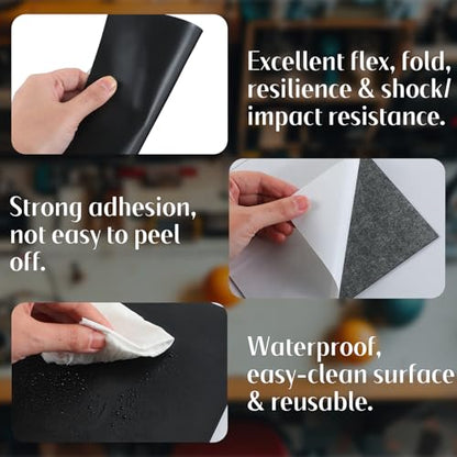 4 Pack 6''x6'' Self-Adhesive Rubber Sheet Pad 1/25 Thick Non Slip Rubber Pads Silicone Gasket Sheet for DIY Material Leveling Sealing Bumpers Furniture Protection Equipment Padding Noise Reduction