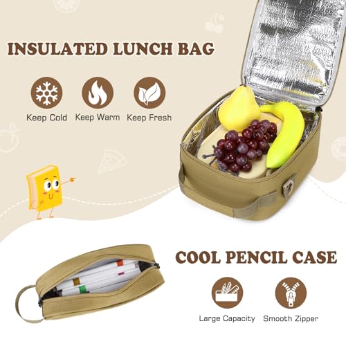 Camo Backpack for Boys, Tactical Boys Backpack with Lunch Box Pencil Case, Kids Backpacks with USB Charging Port, Military Army School Bookbag for Teen Boy Elementary Middle High School Camp - color: Brown