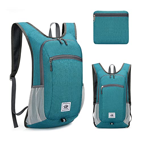 DOJUNS Hiking Backpack 15L Small Travel Backpack Lightweight Foldable Daypack Packable Camping Backpacks for Women Men (Green) - color: Green