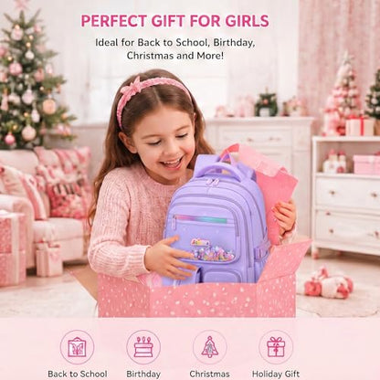 3PCS Kids Backpack Set, School Backpack with Lunch Bag & Pencil Case, Lightweight Waterproof Bookbag for Kids (Purple Sequin) - color: Purple Sequin