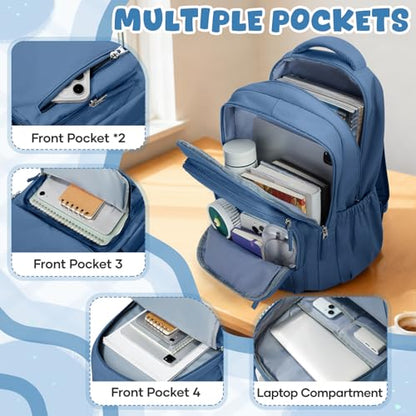 School Backpack for Women Men Lighweght Middle School Bookbag Casual Daypack Classic Collge High School Backpack Waterproof Travel Daypackn men - color: Blue