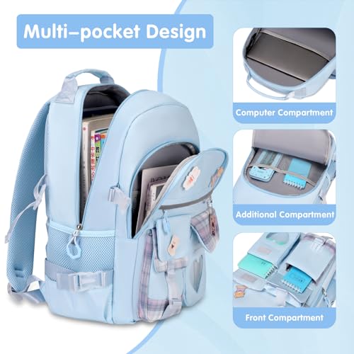ACESAK Backpack for Girls - Bookbag Backpacks Schoolbag for Girls Kids Teen Women Casual Travel Daypacks - School Bag Elementary Middle School College Cute Backpack with Lunch Box (Blue) - color: Blue