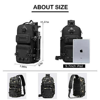 OZUKO Tactical Backpack Chest Sling Bags for Men, Waterproof Crossbody Shoulder Daypack for Outdoor Walking Hiking Trekking (Camo) - color: Camo