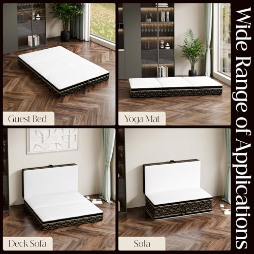 GEMBED Tri-Fold Memory Foam Mattress Full - 6 Inch Portable Folding Sofa Bed with Handle & Washable Cover, Floor Sofa Bed with Non-Slip Base, Space-Saving for Room, Travel, Guest Bed, RV, 73"x52"x6" - size: Full, style: 6 Inch