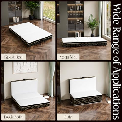 GEMBED Tri-Fold Memory Foam Mattress Queen - 6 Inch Portable Folding Sofa Bed with Handle & Washable Cover, Floor Sofa Bed with Non-Slip Base, Space-Saving for Room, Travel, Guest Bed, RV, 78"x58"x6" - size: Queen, style: 6 Inch
