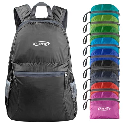 G4Free 20L Lightweight Packable Backpack Travel Hiking Daypack Foldable Backpack for Men Women - color: A-black