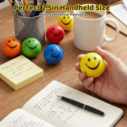 LovesTown 20 PCS Stress Balls for Kids, Squeeze Toys Smile Face Sensory Stretchy Fidget Toys for Kids Adults Stress Relief Gifts for Coworker Classroom Prize Basket Stuffers, 2.5 Inch - size: Small
